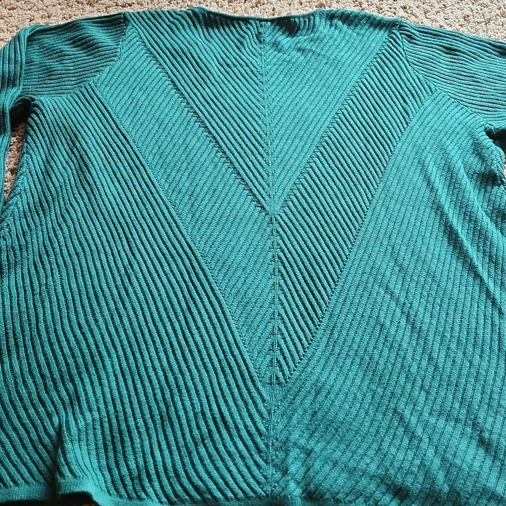 Jessica London Teal Ribbed Women's Sweater - Picture 6 of 7
